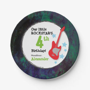 Jungs Rockstar Geburtstag mit Red Guitar Pappteller