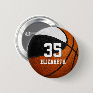 Jungs Schwarz-weiße Basketballmannschaftsfarben Button