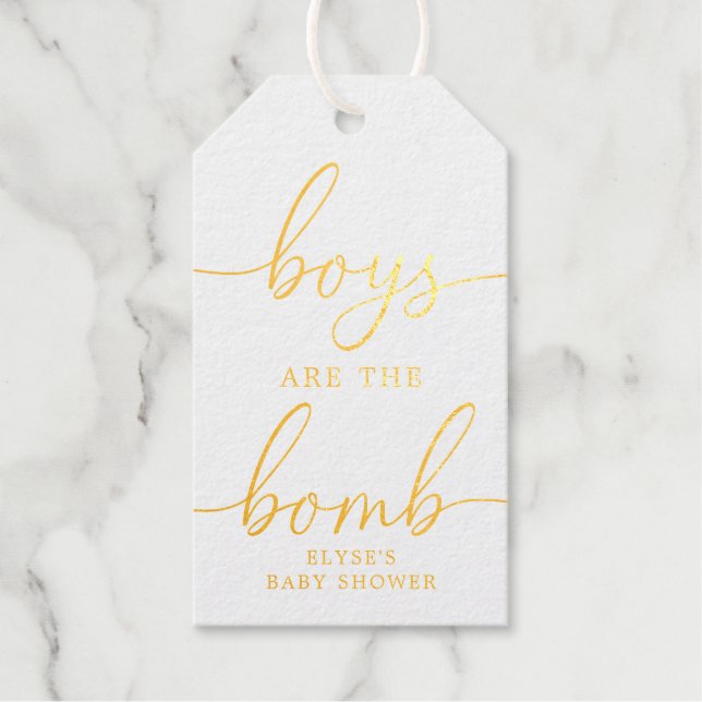 Jungs sind die Bomb Gold Foil Gefälligkeitstafel Geschenkanhänger (Vorderseite)