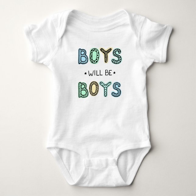 Jungs Typografie Baby Bodysuit Strampler (Vorderseite)