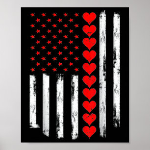 Jungs Valentinstag Amerikanischer Flaggenhörer Poster