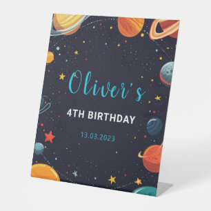 Jungs Weltraumplaneten Geburtstagsschild Sockelschild
