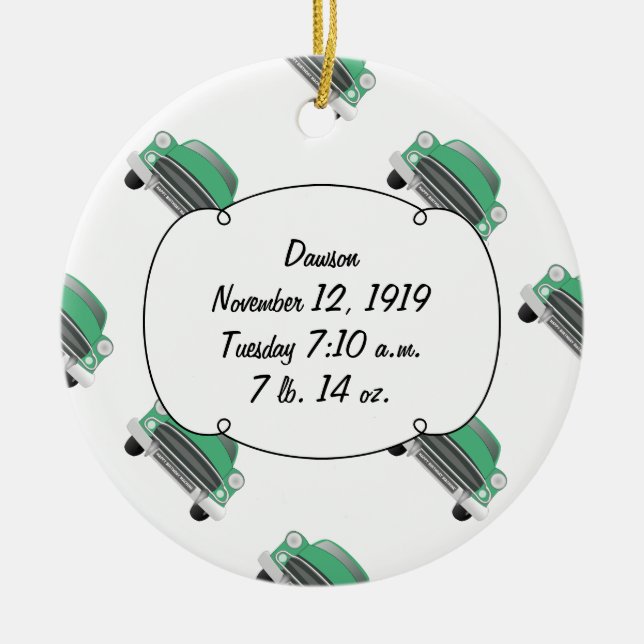 Jungs Zimmer Classic Car Geschenke Sweet Green Ret Keramikornament (Vorne)