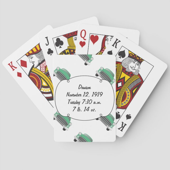 Jungs Zimmer Classic Car Geschenke Sweet Green Ret Spielkarten (Rückseite)