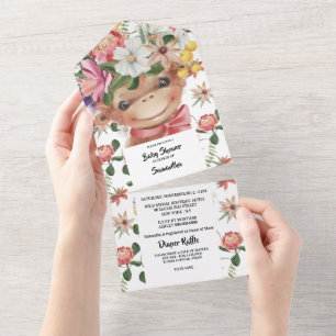 Jungsche Aquarellmönche Geschlechtsneutrale Dusche All In One Einladung