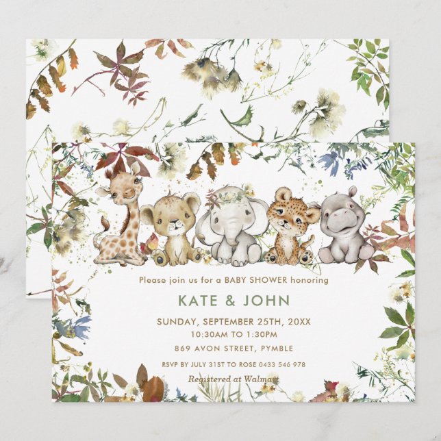 Jungtiere des Herbstes Geschlecht neutrale Babydus Einladung (Vorne/Hinten)