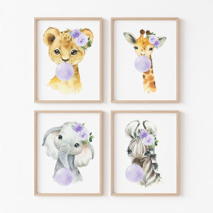 Jungtiere, Lila Bläschen, geschlechtsneutral Bilderwand Sets