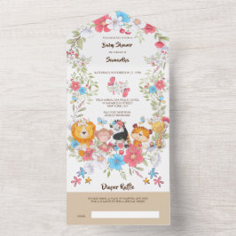 Jungtiere niedliches tropisches Party All In One Einladung