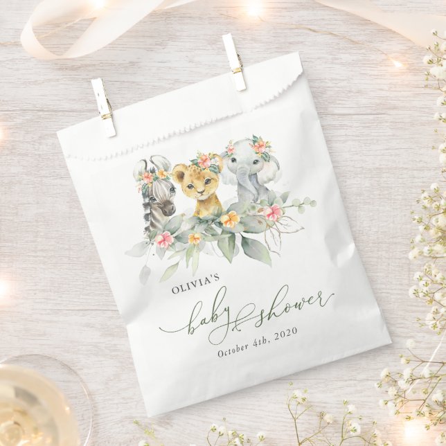 Jungtiere, Safari, Blume, Babydusche Geschenktütchen (Ausgeschnitten)