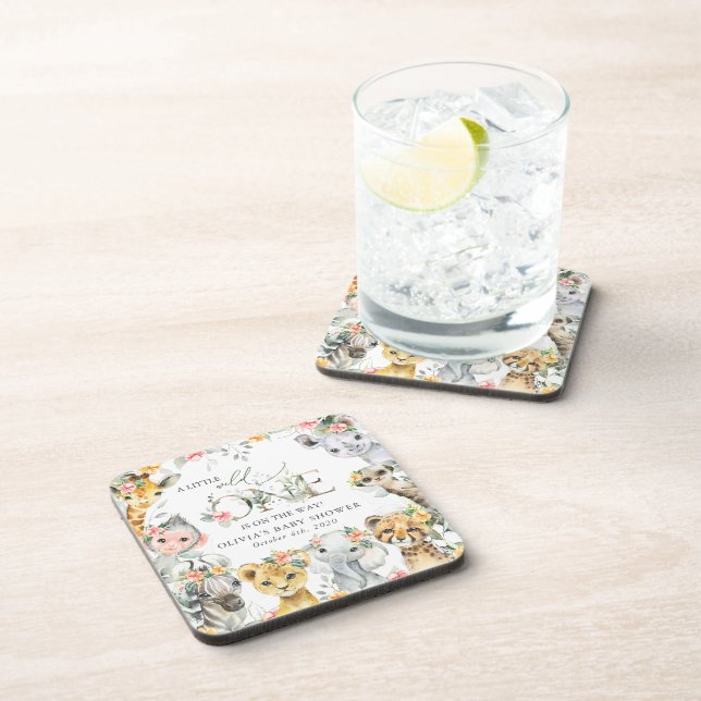 Jungtiere, Safari, Blume, Babydusche Getränkeuntersetzer (Rechte Seite)