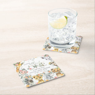 Jungtiere, Safari, Blume, Babydusche Rechteckiger Pappuntersetzer