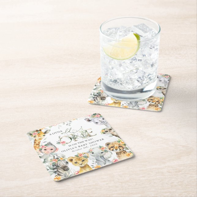 Jungtiere, Safari, Blume, Babydusche Rechteckiger Pappuntersetzer (Vor Ort)