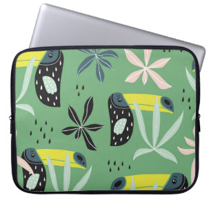 Jungtiere, tropische Elemente, nahtlos. Laptopschutzhülle
