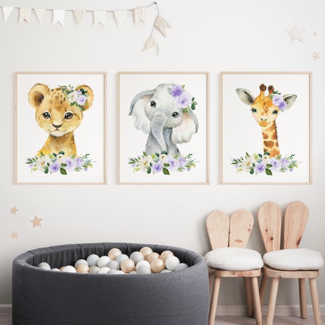 Jungtiere, violette Blumen, neutrale Geschlechtsor Bilderwand Sets (Von Creator hochgeladen)