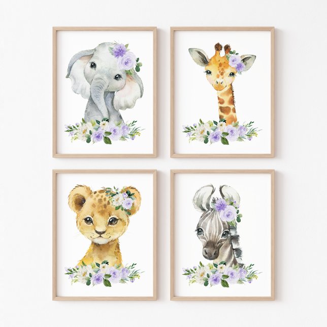 Jungtiere, violette Blumen, neutrale Geschlechtsor Bilderwand Sets (Von Creator hochgeladen)