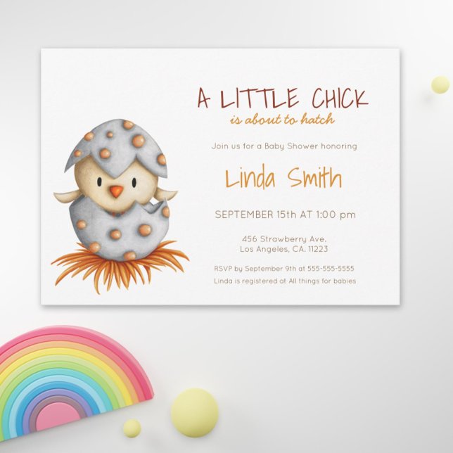 Jungtierzüchter Einladung (Gender Neutral Baby Shower Invitation with a Bird Hatching by Kinda Cute by Patricia Alvarez)