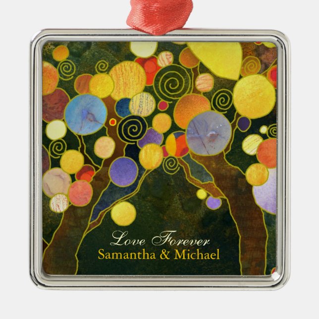 Jungvermählten-Paar-Hochzeits-Geschenk-Verzierung: Silbernes Ornament (Vorne)