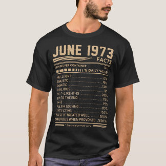 Juni 1973 Fakten Geburtstag t-shirtsjune 1973 Fakt T-Shirt