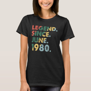 Juni 1980 Legendäre Jahr 1980 Retro Legend seit 1 T-Shirt
