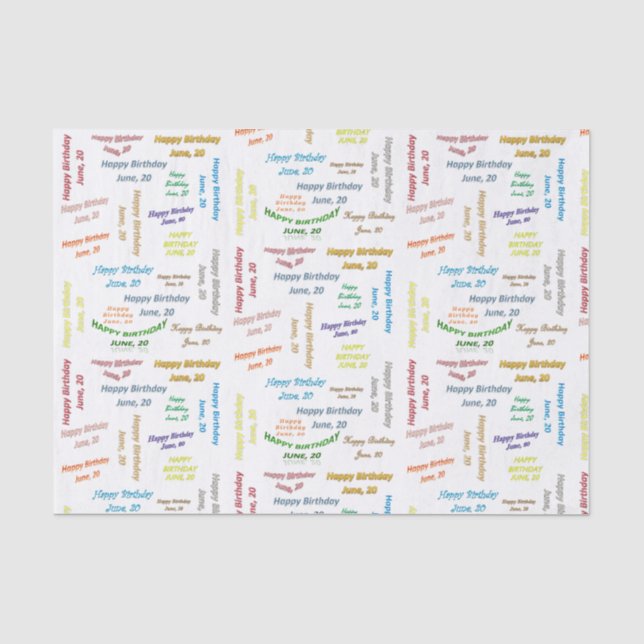Juni, 20 Geburtstags-Gewehrpapier Seidenpapier (Vorderseite)