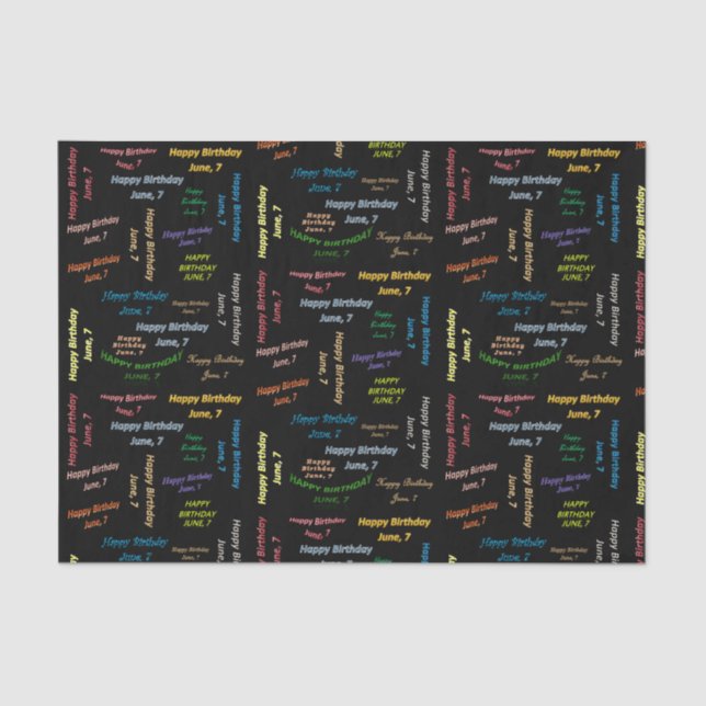 Juni, 7 Geburtstags-Tissue Paper Seidenpapier (Vorderseite)