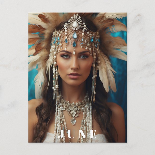 *~ JUNI FRAU GEBURTSTAG PERLEN AP53 Boho Postkarte (Vorderseite)