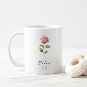 Juni Geburtsmonat Blume mit/Name - Rose Kaffeetasse