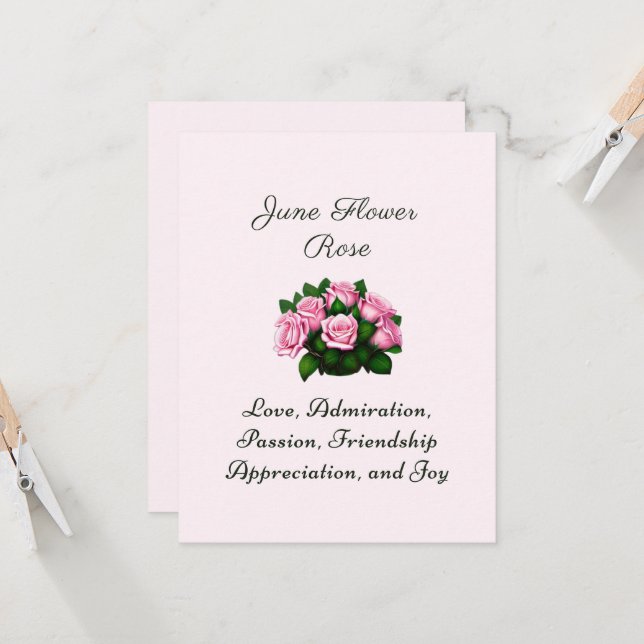 Juni Geburtsmonat Blume Rose Zeitlose Bläschen (Vorderseite/Rückseite Beispiel)