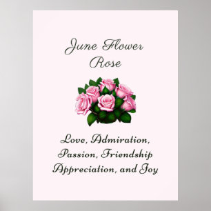 Juni Geburtsmonat Blume Rose Zeitlose Bläschen Poster