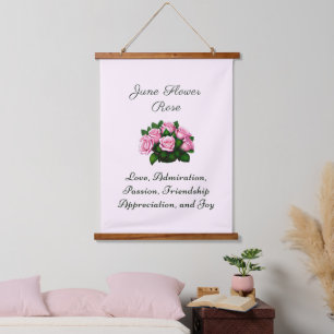 Juni Geburtsmonat Blume Rose Zeitlose Bläschen Wandteppich Mit Holzrahmen