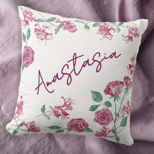 Juni-Geburtsmonat Geißblatt-Rose Personalisiert Kissen