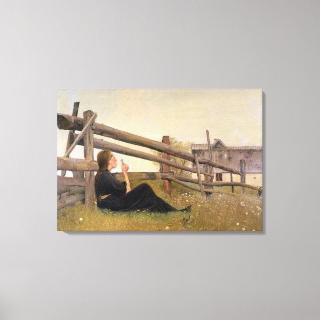 Juni. Girl Blowd Dandelion Seeds, 1899 Leinwanddruck (Vorderseite)