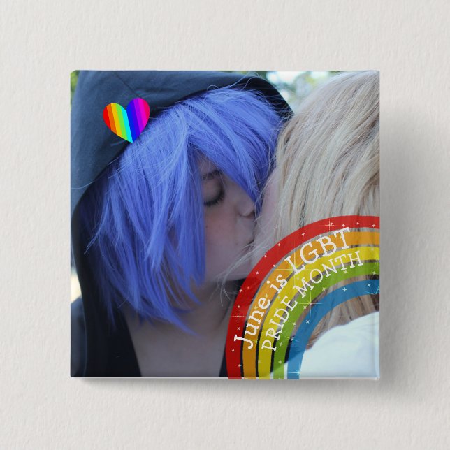 Juni ist das LGBT Pride Monat Foto Button (Vorderseite)