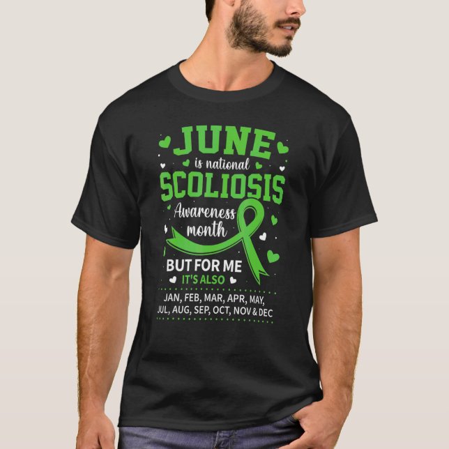 Juni ist Skoliose-Bewusstsein Monat Green Ribbon S T-Shirt (Vorderseite)