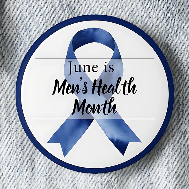 Juni Monat der Gesundheit von Männern Button (Blue Awareness Ribbon June is Men's Health Month pinback button.)