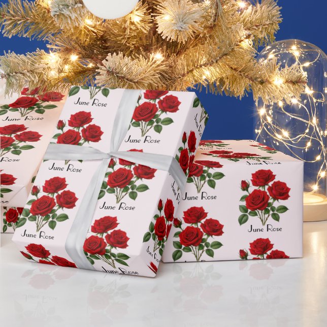 Juni-Rosen-Blumen Geschenkpapier (Feiertage)