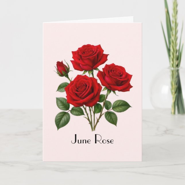 Juni-Rosen-Blumen-Grußkarte Karte (Vorderseite)