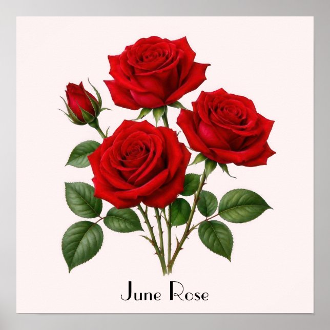 Juni-Rosen-Blumen Poster (Vorne)