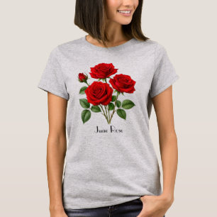 Juni-Rosen-Blumen-T-Shirt T-Shirt