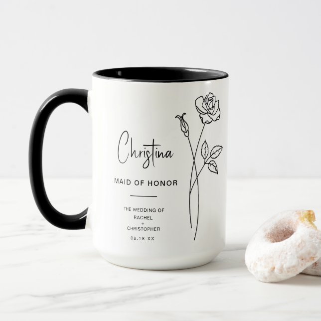 Juni-Trauzeugin | Rose Birth Blume Tasse (Mit Donut)