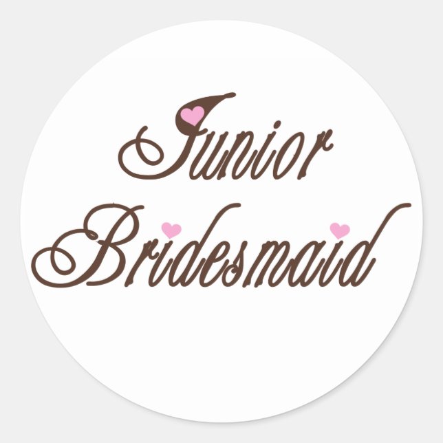 Junior Bridesmaid Classy Browns Runder Aufkleber (Vorderseite)