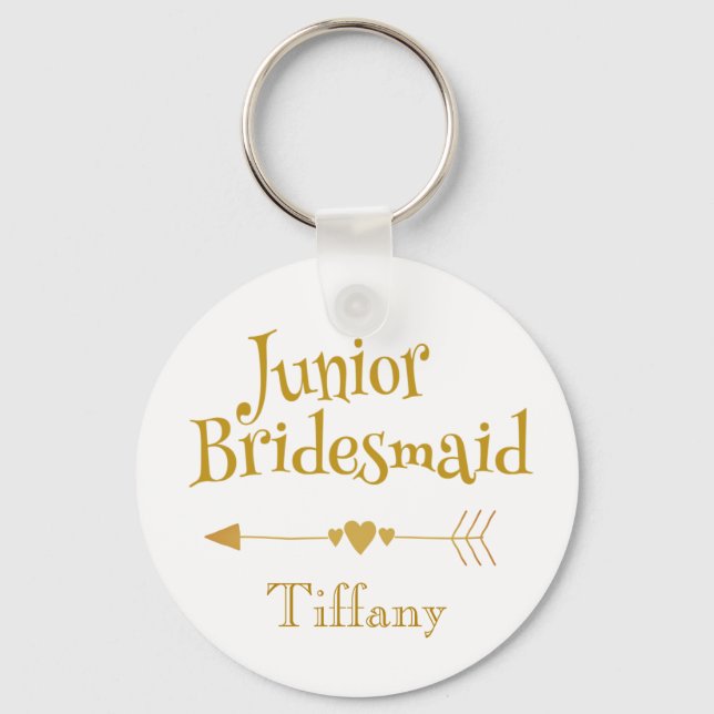 Junior Bridesmaid gibt Golden Schriftart Schlüsselanhänger (Vorderseite)