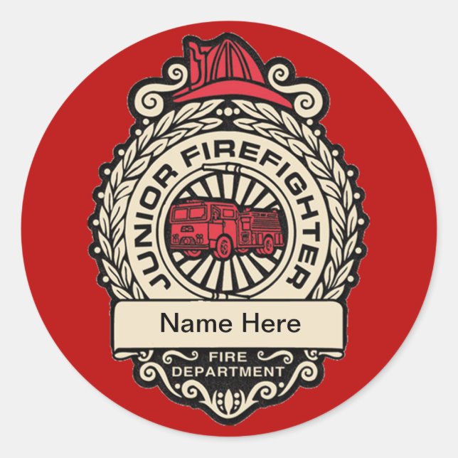 Junior Firefighter-Abzeichen Runder Aufkleber (Vorderseite)