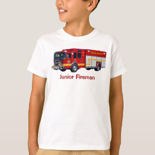 "Junior Fireman" Red Fire Motor Fun T - Shirt