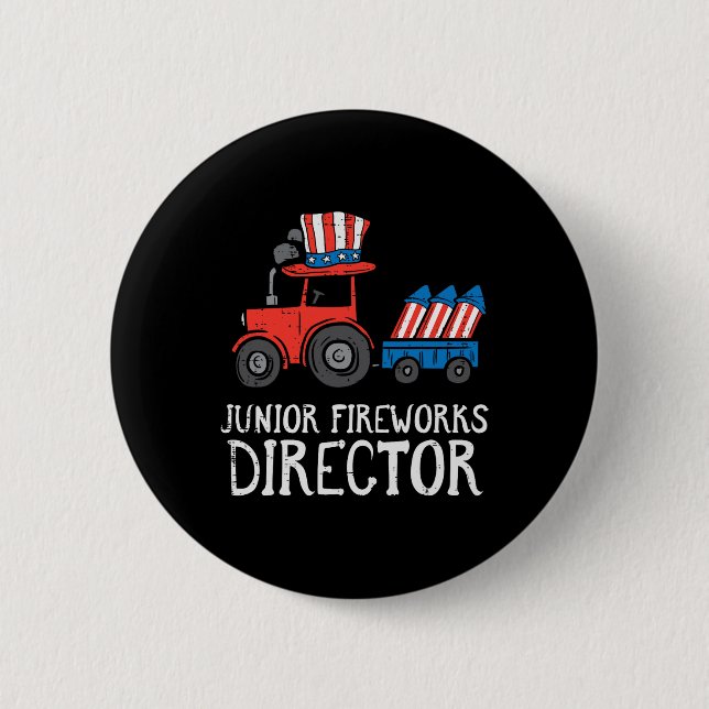 Junior Fireworks Director Traktor 4th July Boys Button (Vorderseite)
