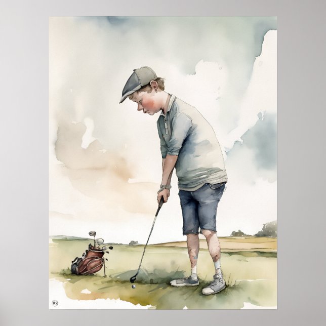 Junior Golfer - Golf Art Print Poster (Vorne)