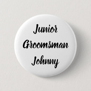 Junior Groomsman Schwarz individuelle Namensgesche Button