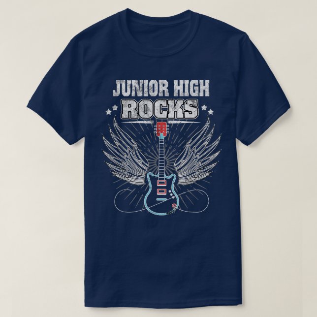 Junior High Rocks Funny Back To School Student Gui T-Shirt (Design vorne)
