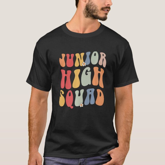 Junior High Squad Teacher Rainbow Back To School P T-Shirt (Vorderseite)