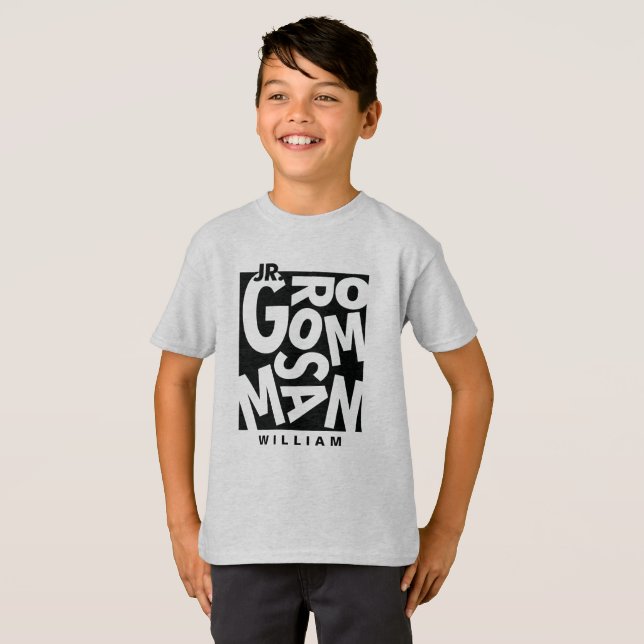 Junior Jr. Trauzeuge in schwarzer Typografie, Hoch T-Shirt (Vorne ganz)